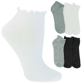Socks Women's Capelli Ruffle Ankle Socks 6-Pair Pack Side View With Package