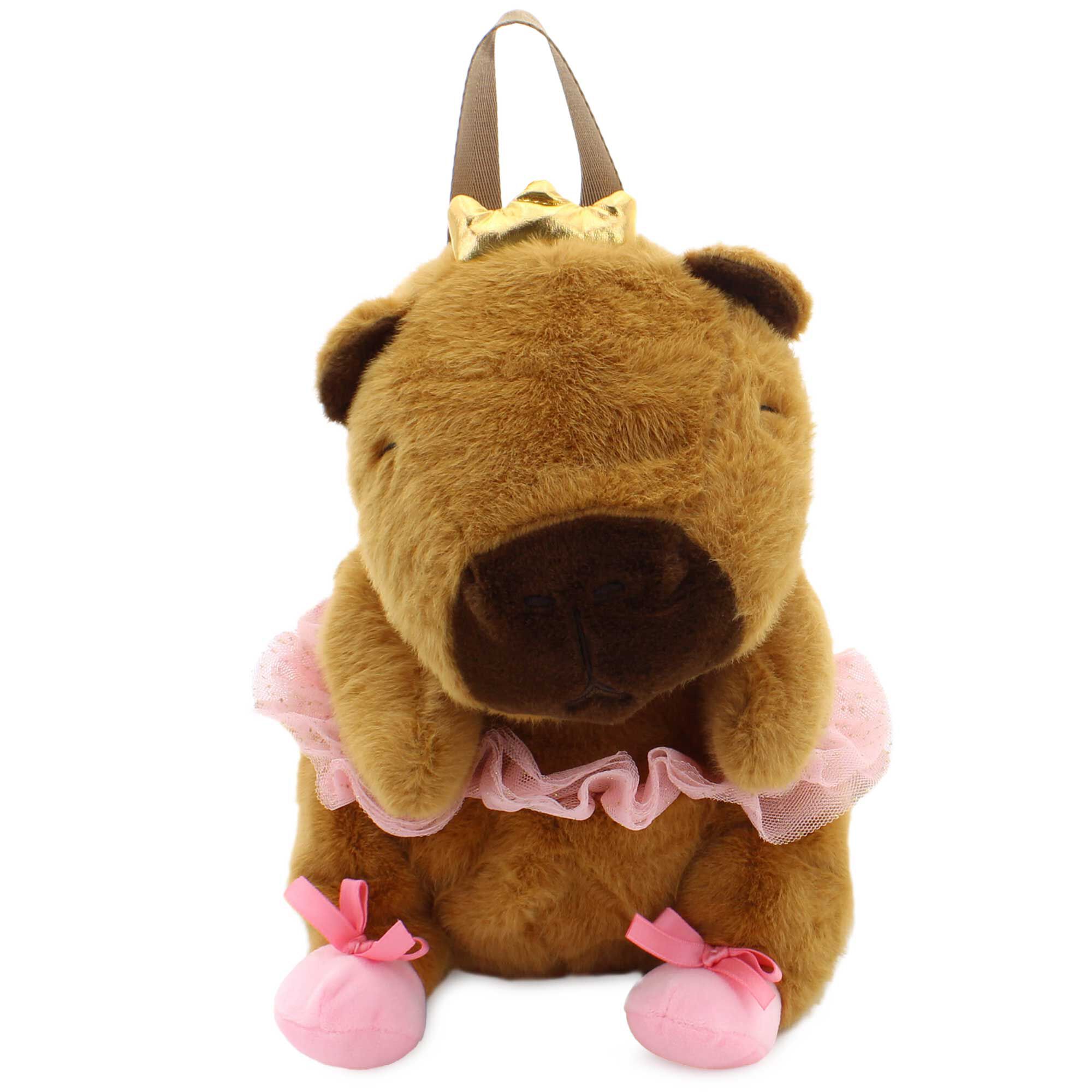 Carried Away Ballerina Capybara Plush Backpack Front View