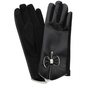 Women's Couture Gems Tech Touch Gloves With Bow Front And Back View