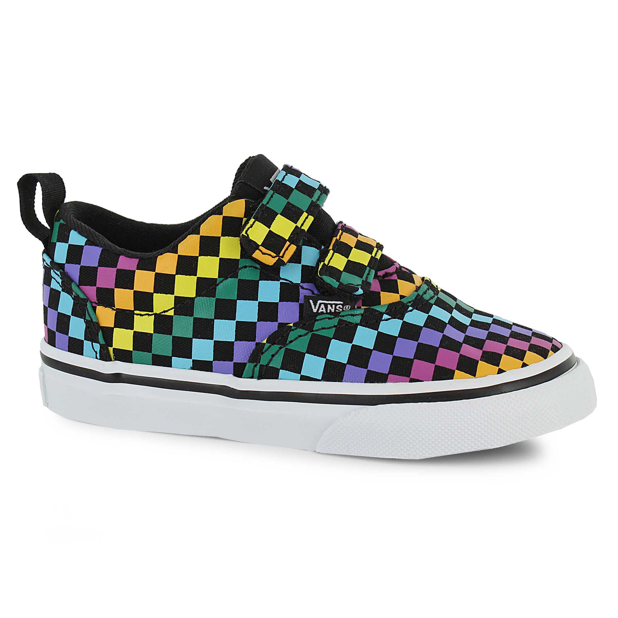 black checkered rainbow vans