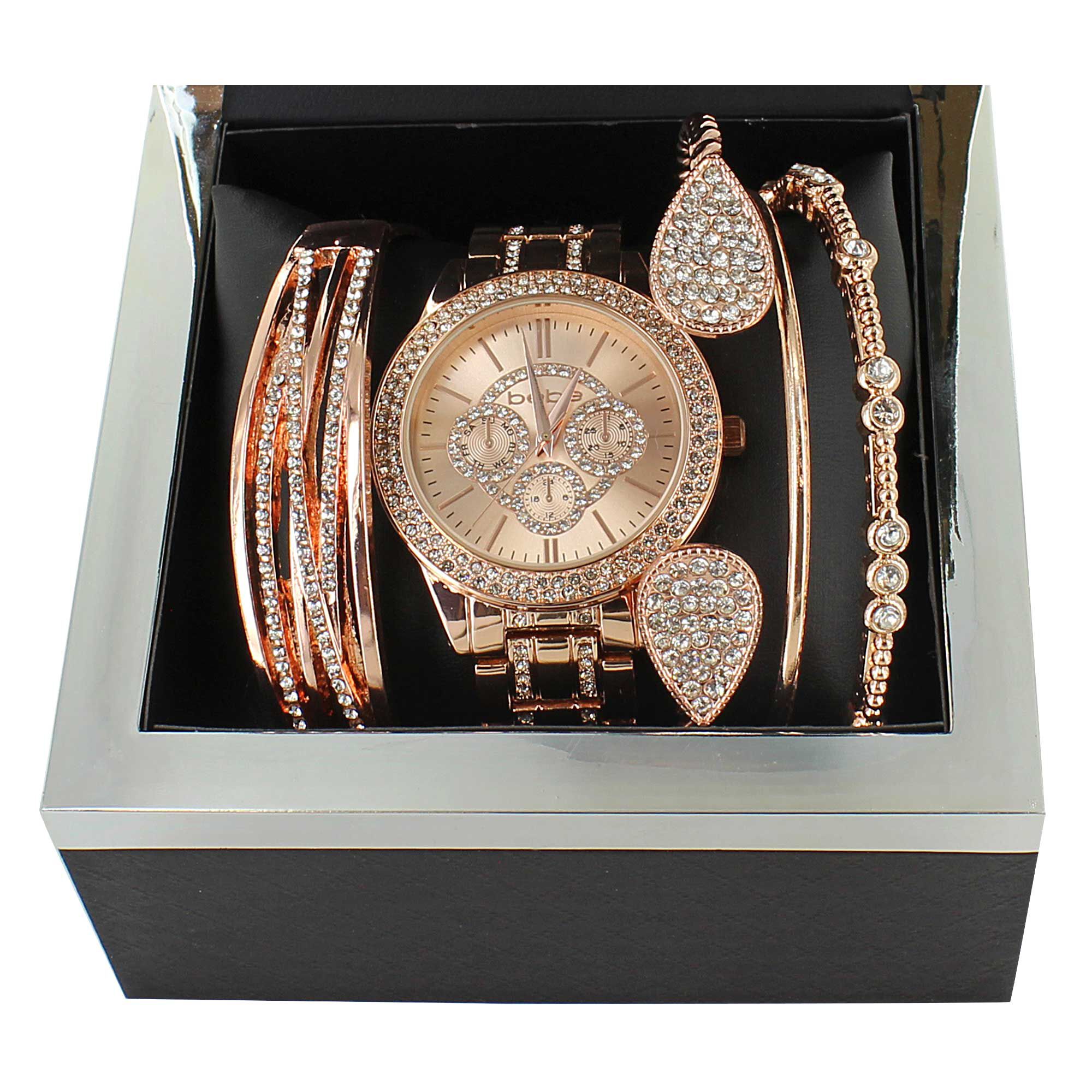 bebe Faux-Diamond Watch And Bangle Set Front Set View