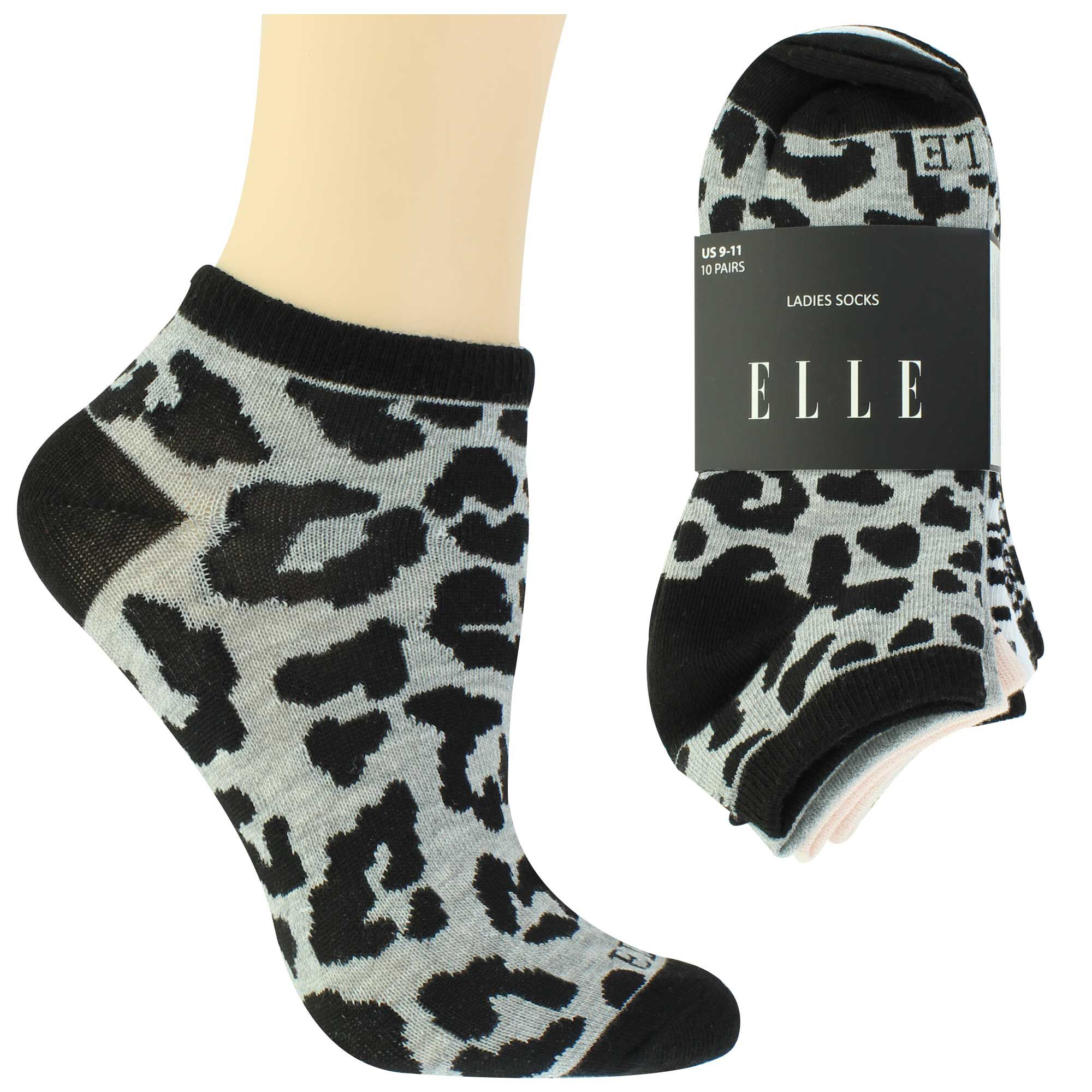 Women's Elle Animal-Print No-Show 10 For $10 Side View With Package