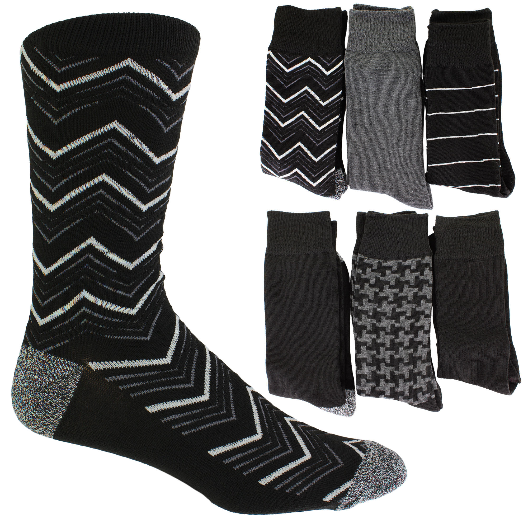 Men's BRUNO MAGLI Fine Gauge Crew 6-Pair Pack Side View With Package