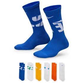 Boys' Socks Kids' Nike Everyday Cushioned Crew 6-Pair Pack Side View With Package