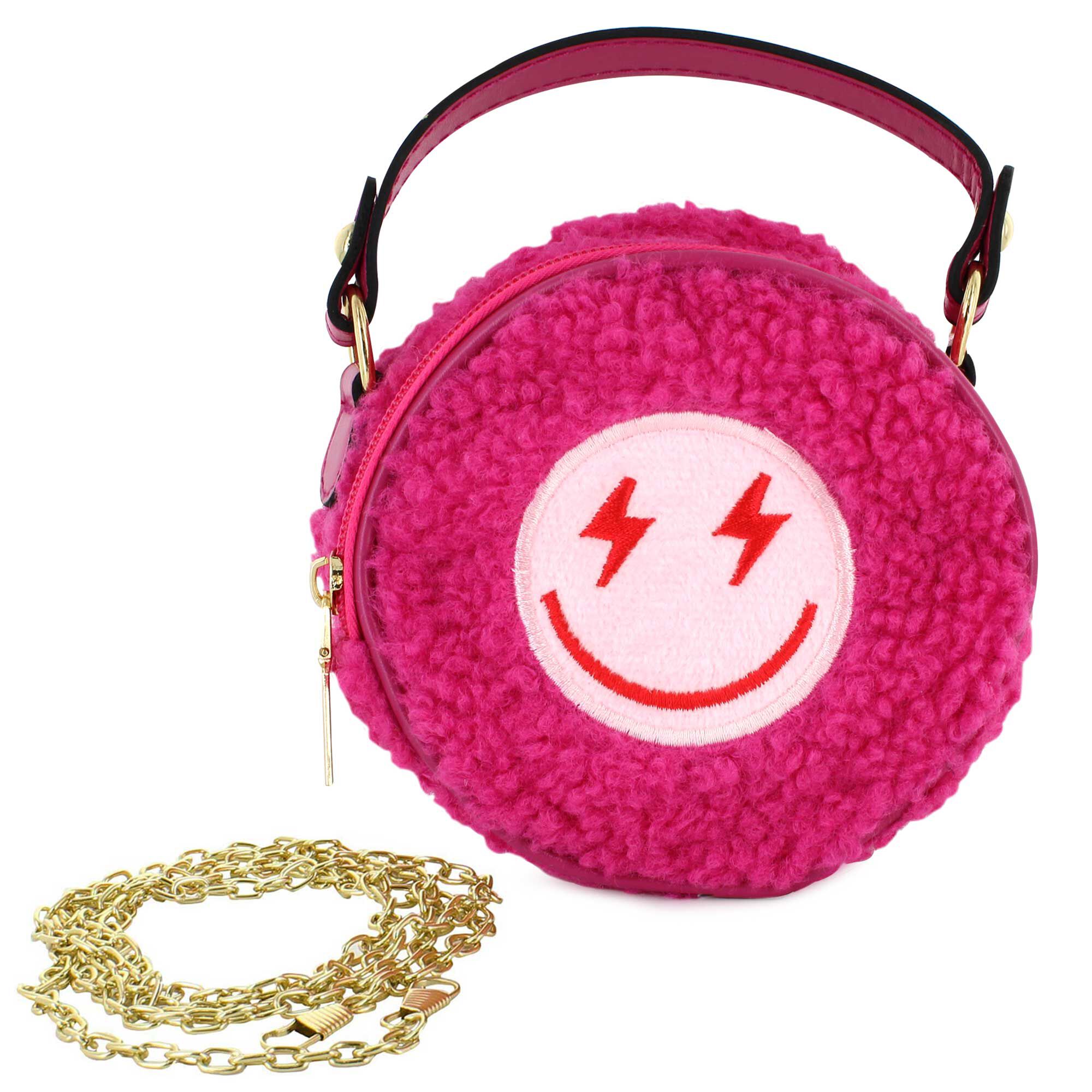 Willow & Ruby Sherpa Smiley Face Mini Bag Front View