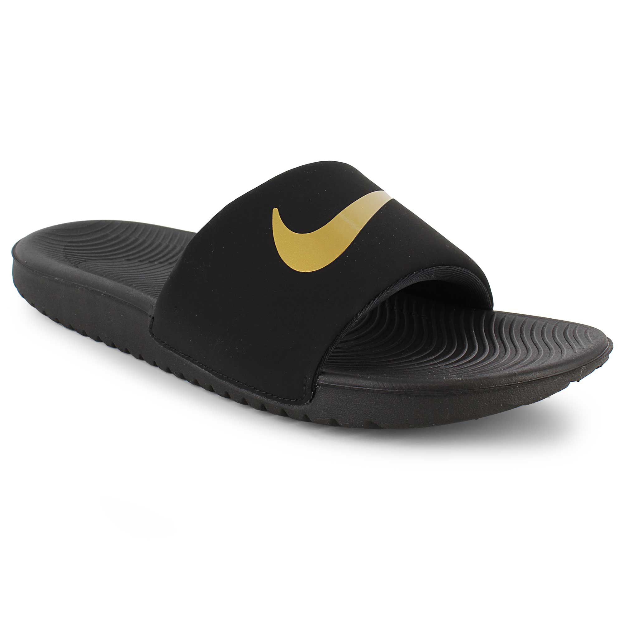 nike kawa slide black gold