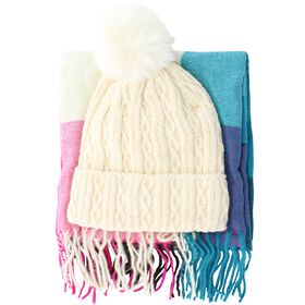 Winter Headwear Couture Gems Plaid Oblong Scarf & Knit Hat Set Full Set View