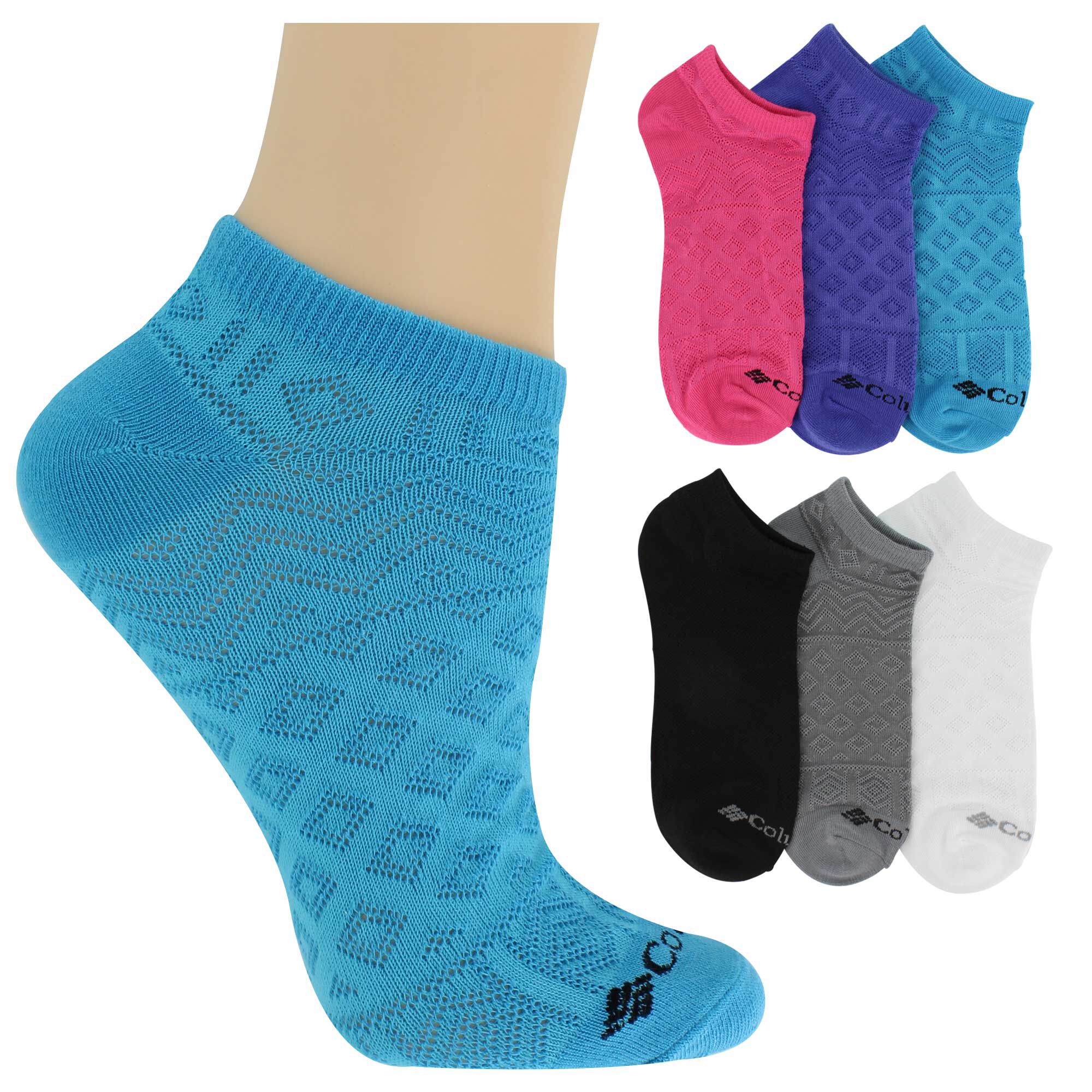 Women's Columbia Mesh Pattern No-Show 6-pair pack Side View With Package