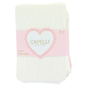  Girls' Capelli Cotton Tights 2-Pair Pack Front Package View