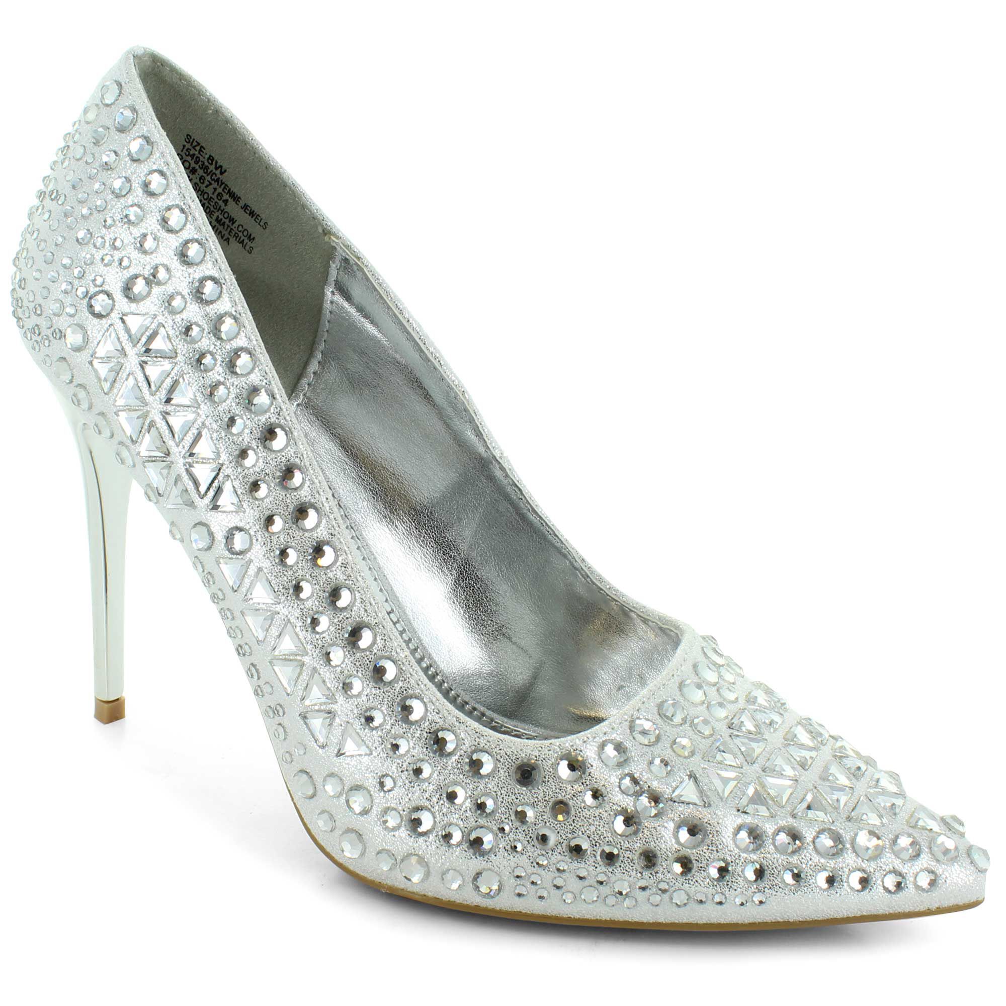 shoe show silver heels