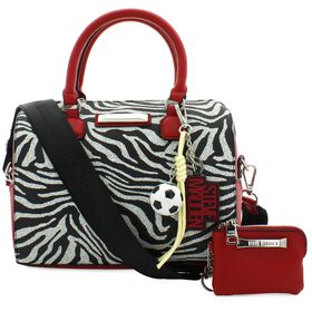 Handbags Steve Madden Zebra-Print BDELL Satchel Front View