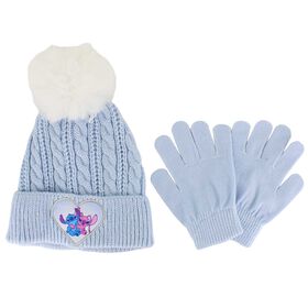  Kids' Disney Stitch Cable Knit Hat & Glove Front Set View