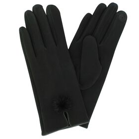 Other Women's Couture Gems Scuba Pom Tech-Touch Gloves Front And Inside View