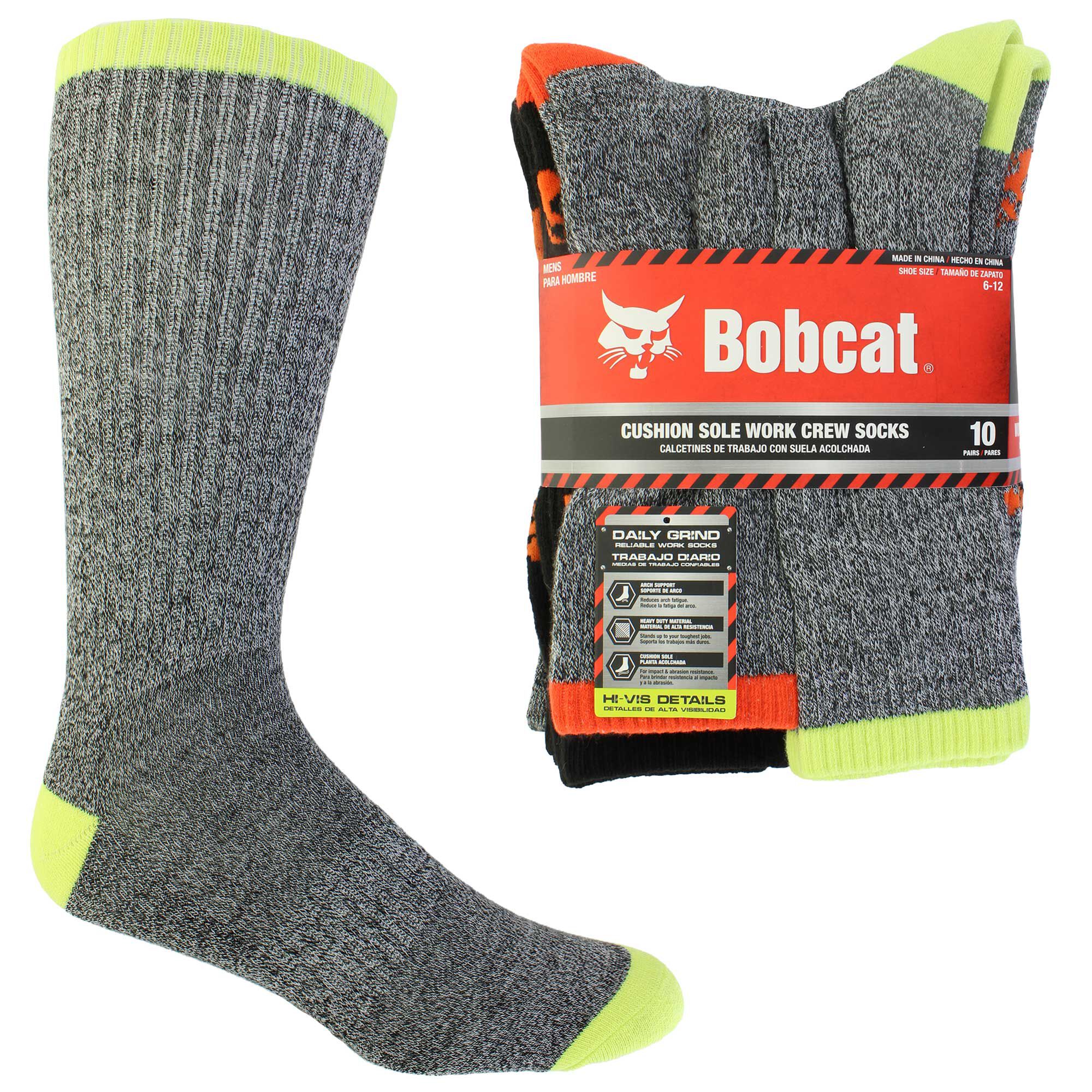 Men's Bobcat Work Crew 10-Pair Pack Side View With Package