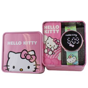  Hello Kitty Digital Watch Front View WIth Tin