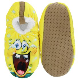  Adults' SpongeBob SquarePants Slipper Socks M/L Front and Bottom View