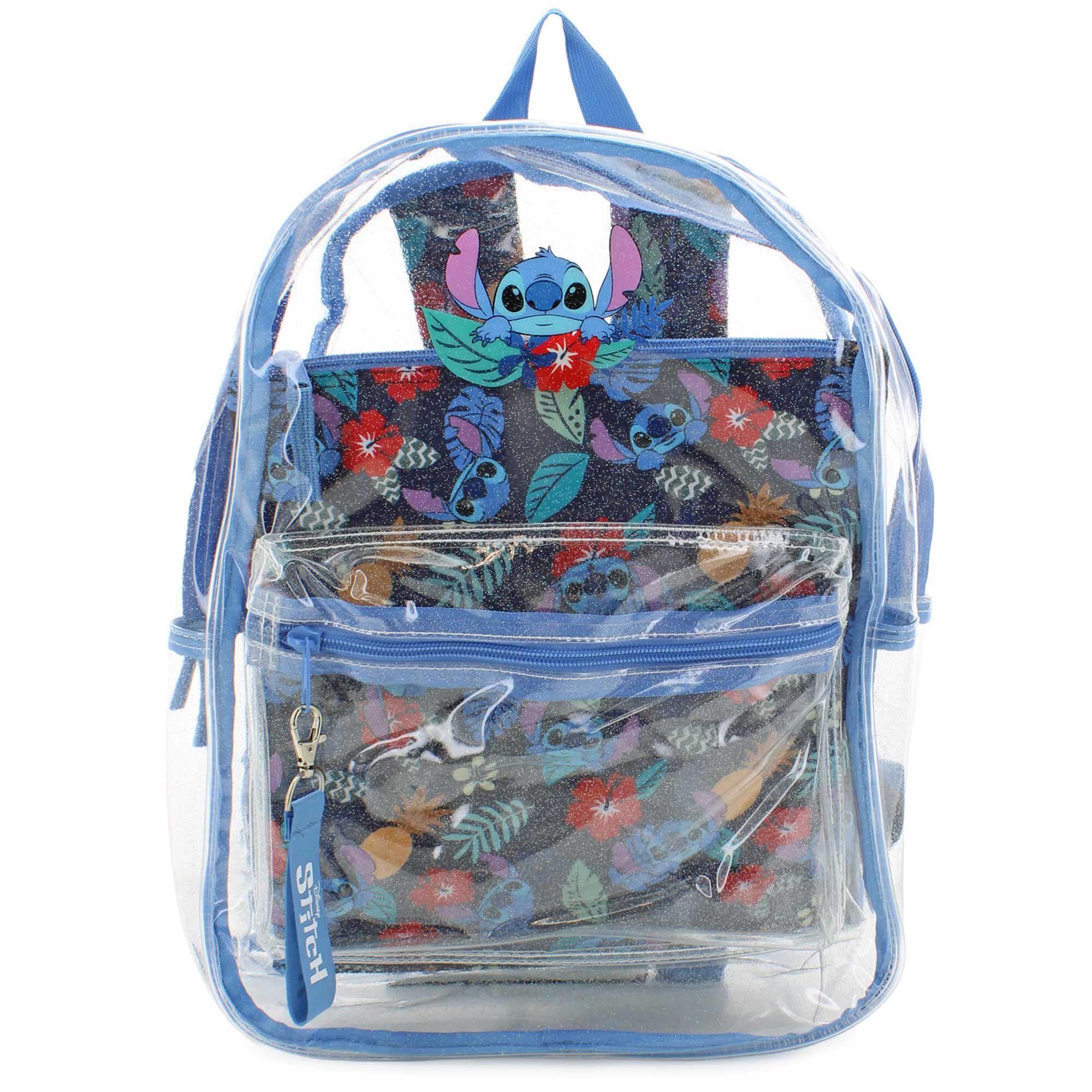 Disney Stitch Clear Backpack With Laptop Case Front View