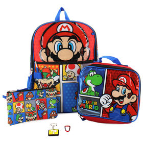 Character Super Mario 5-Piece Backpack Set Front View