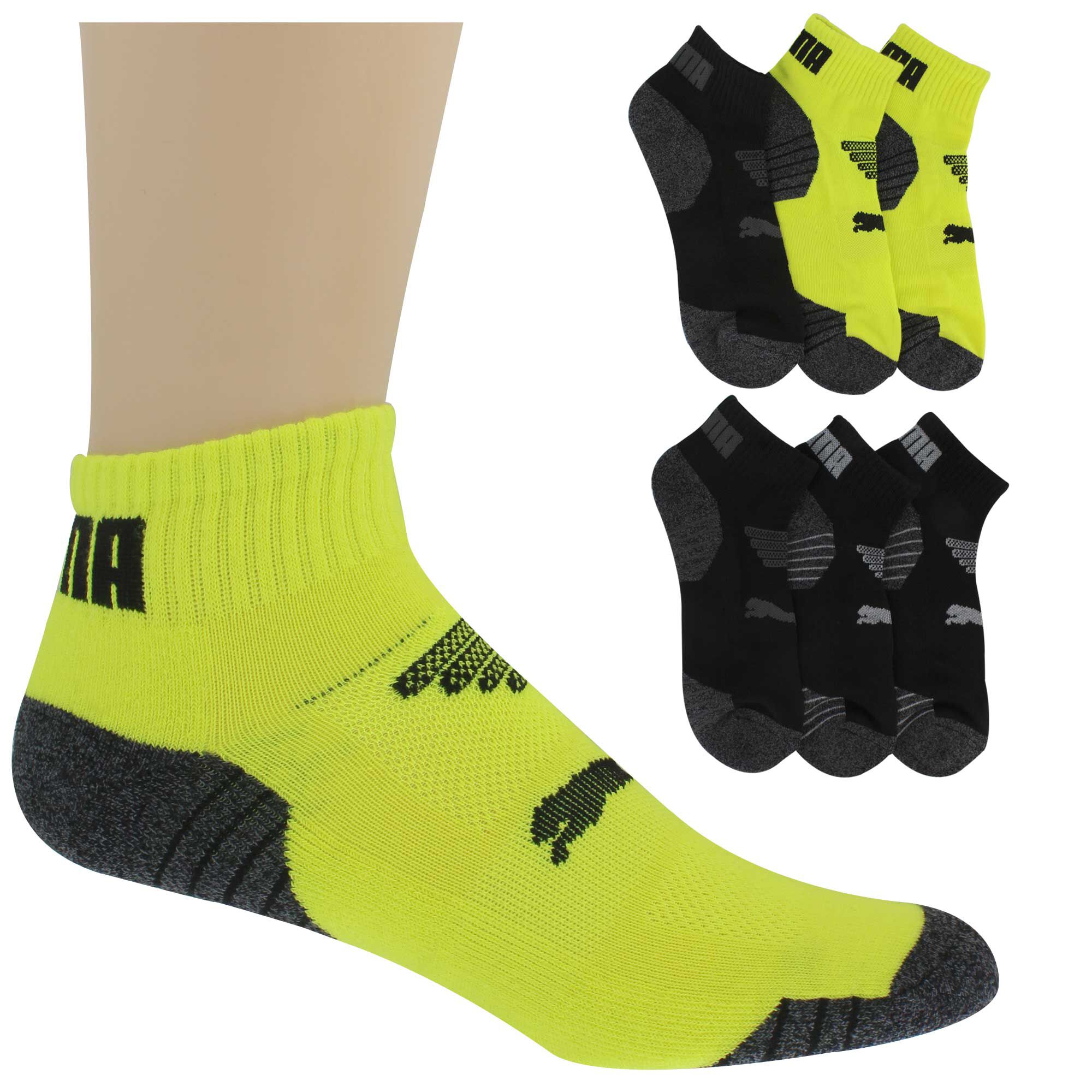 Men's PUMA Premium Quarter Crew Sock 6-Pair Pack Side View With Package