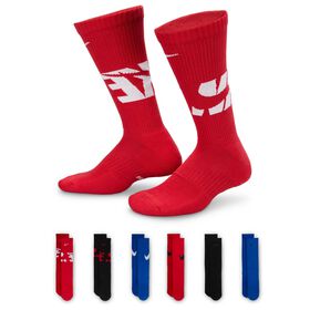 Boys' Socks Kids' Nike Everyday Cushioned Crew 6-Pair Pack Side View With Package