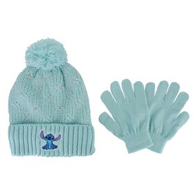 Characters & Collaborations: Shoes & Accessories Kids' Disney Stitch Cable Knit Hat And Glove Set Front View