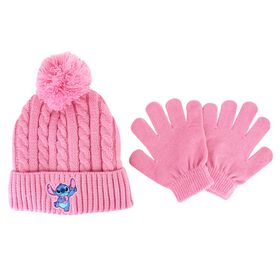 Characters & Collaborations: Shoes & Accessories Kids' Disney Stitch Cable Knit Hat And Glove Set Front View
