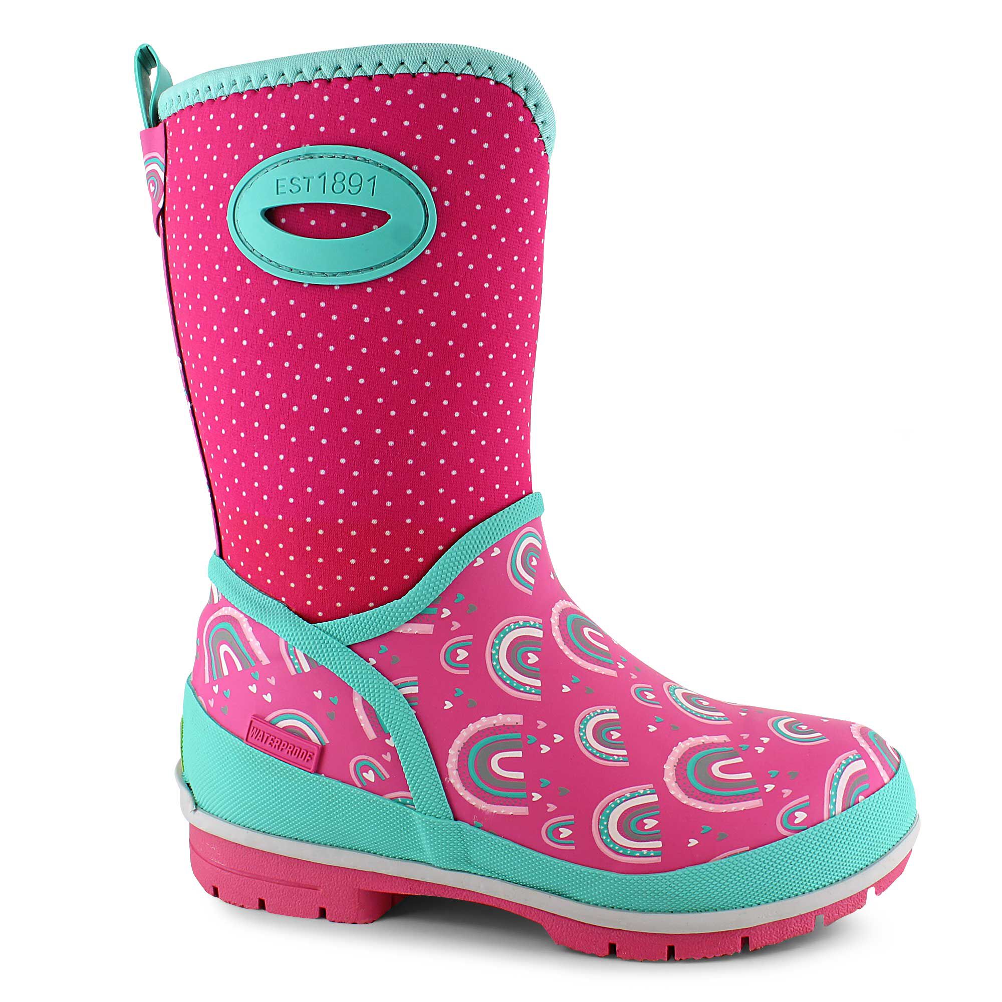 New girl's kids side zipper boots winter fuchsia hot pink wedge comfort 