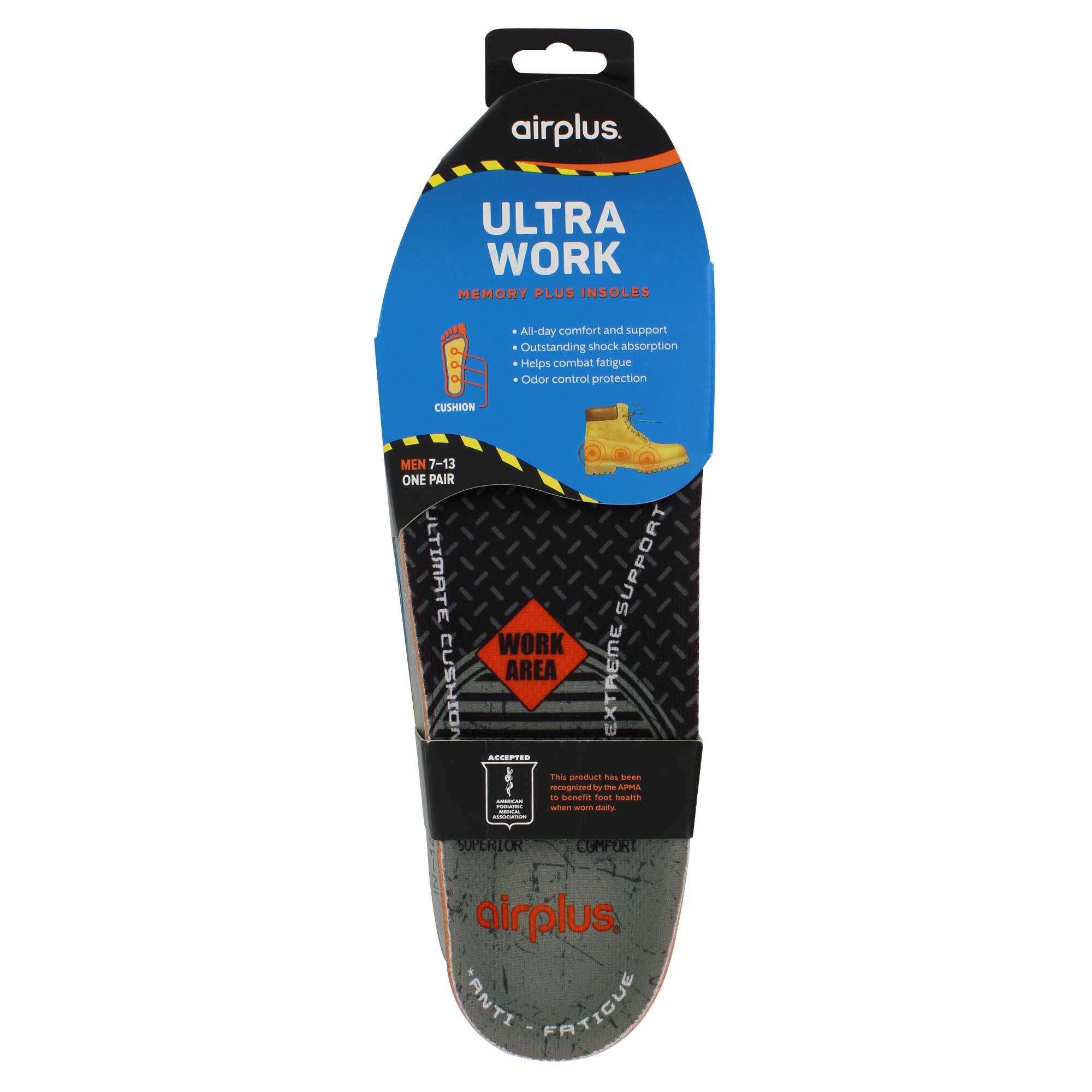 Men's airplus Ultra Work Memory Plus Insoles Front Package View