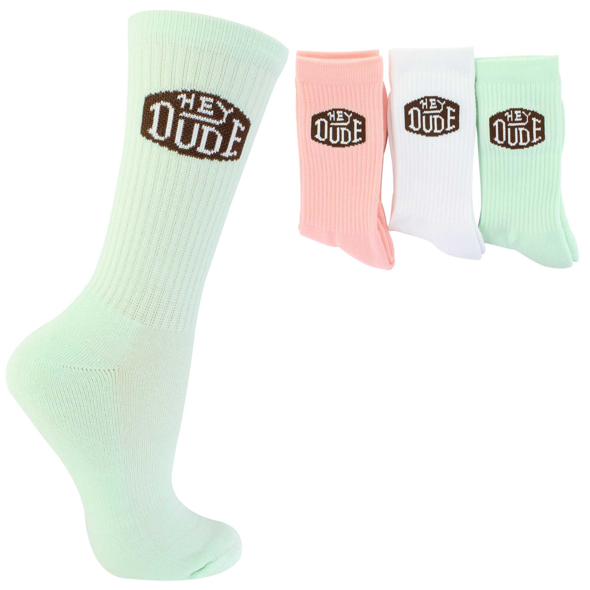 Women's HEYDUDE Crew 3-Pair Pack Side View With Package