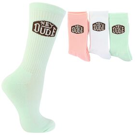 Socks Women's HEYDUDE Crew 3-Pair Pack Side View With Package