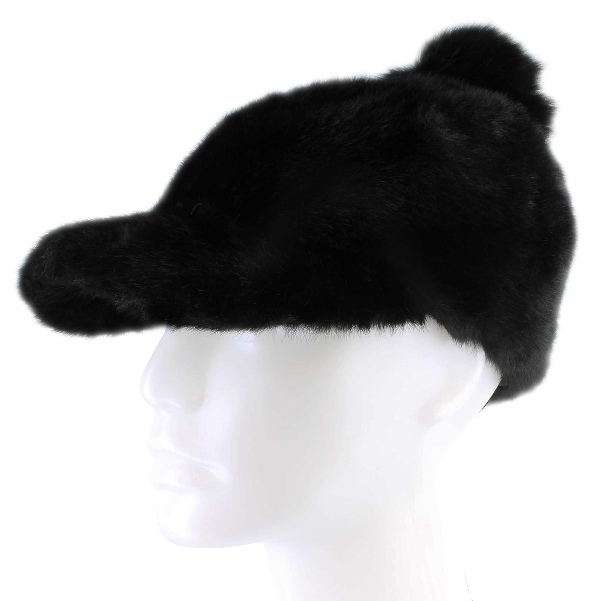Couture Gems Fluffy Cap With Faux-Fur Pom Side View