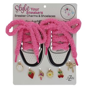 Keychains and Charms Pink Fuzzy-Themed Sneaker Charms & Shoelaces Front Package View