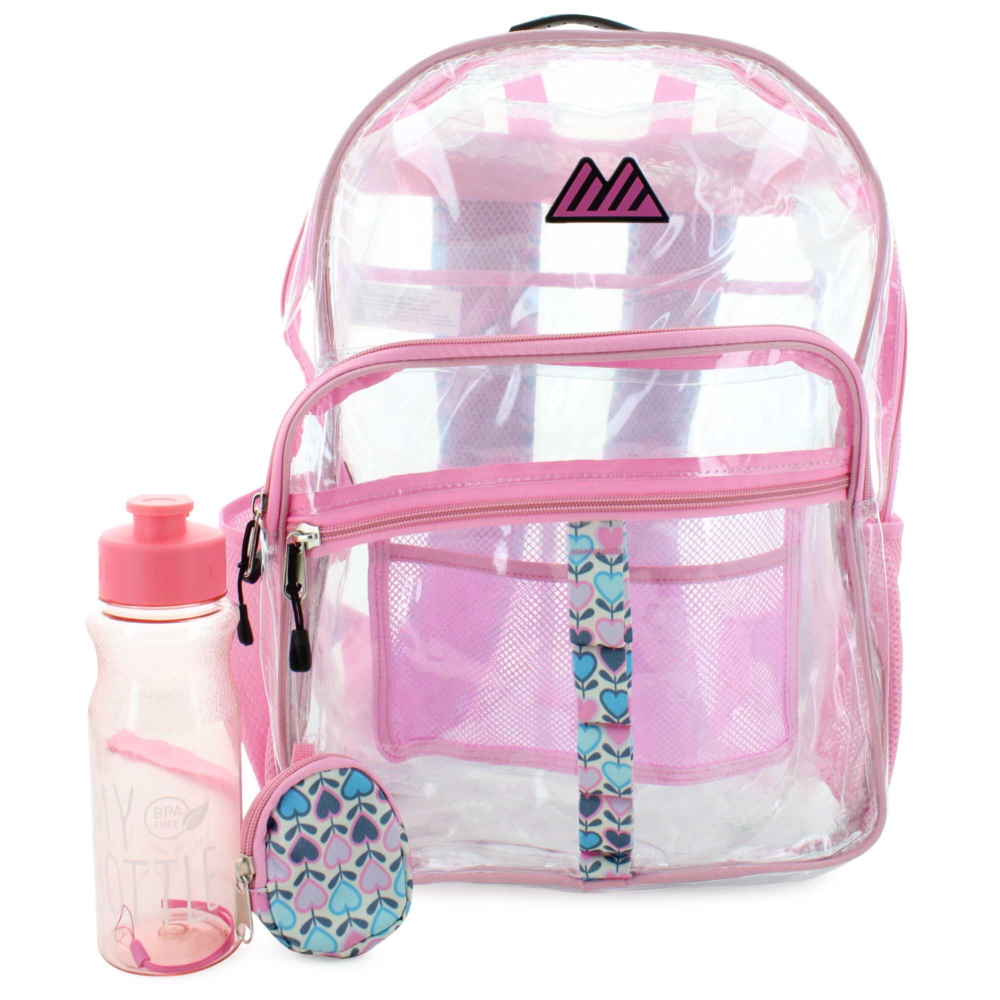 Summit Ridge Clear Backpack With Water Bottle Front View