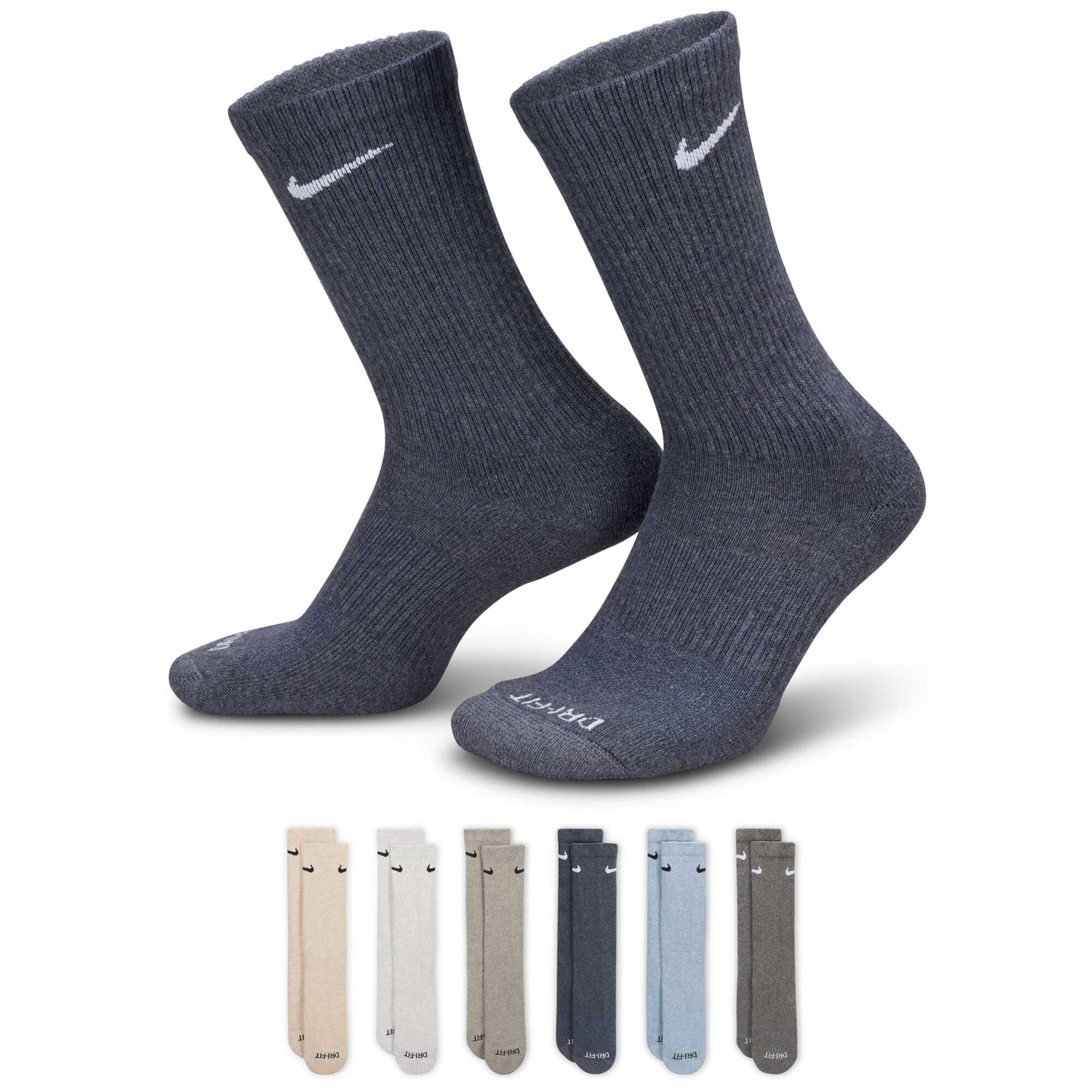 Men's Nike Everyday Cushioned Crew 6-Pair Pack Side View With Package