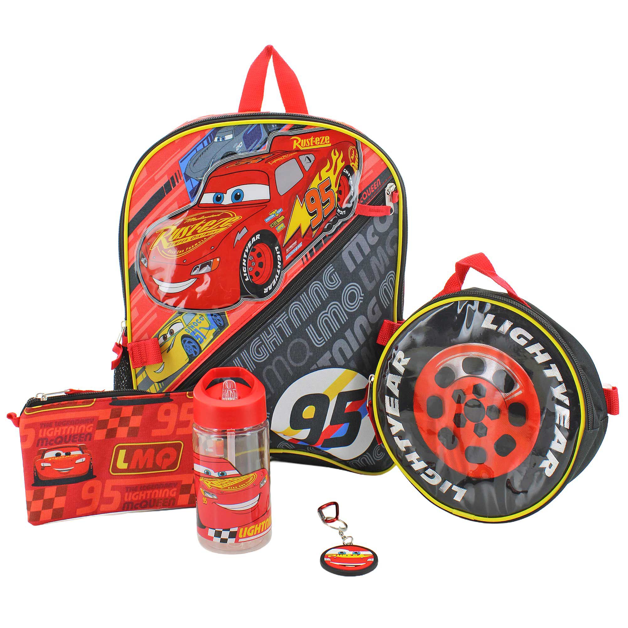 Disney Pixar Cars 5-Piece Backpack Set Front View