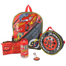 Traditional Disney Pixar Cars 5-Piece Backpack Set Front View