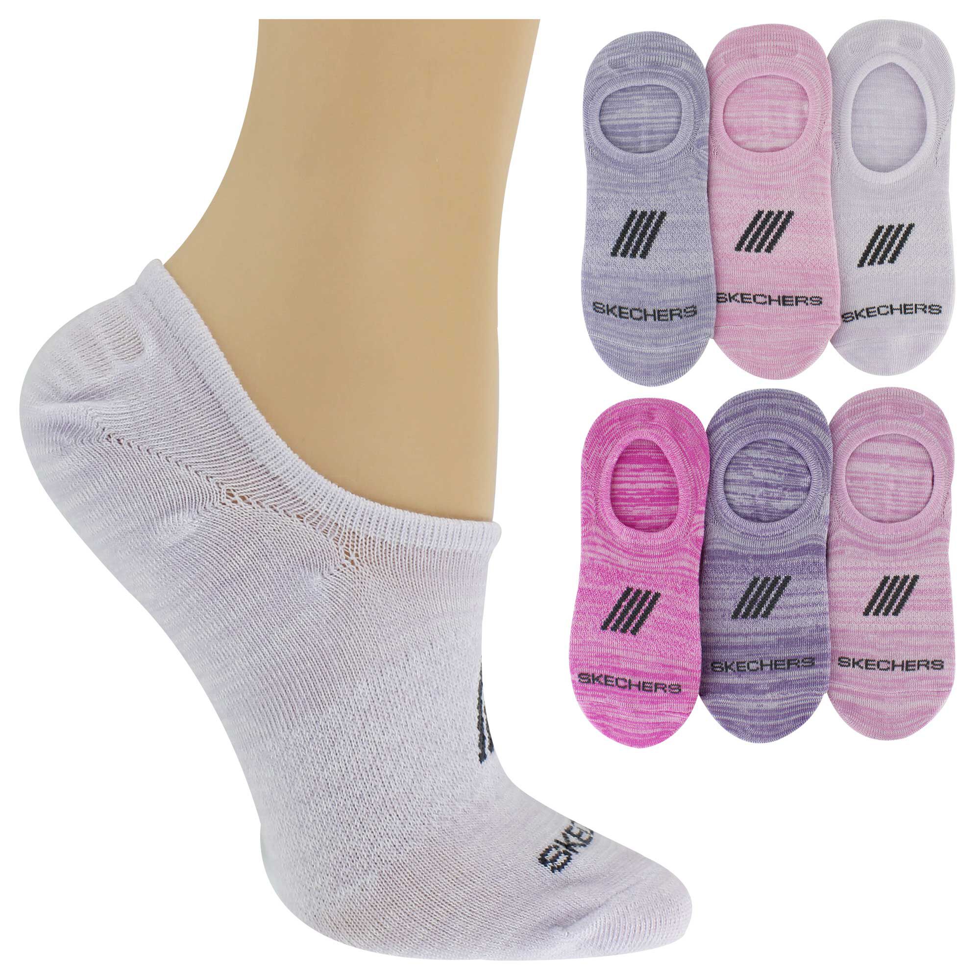 Women's Skechers No-Show Liners 6-Pair Pack Side View With Package