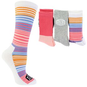 Socks Women's HEYDUDE Striped Crew 3-Pair Pack Side View With Package