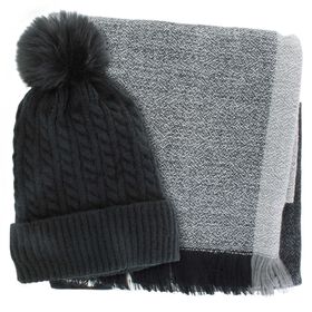 Winter Headwear Couture Gems Oblong Color-Block Scarf and Hat Set Front Set View