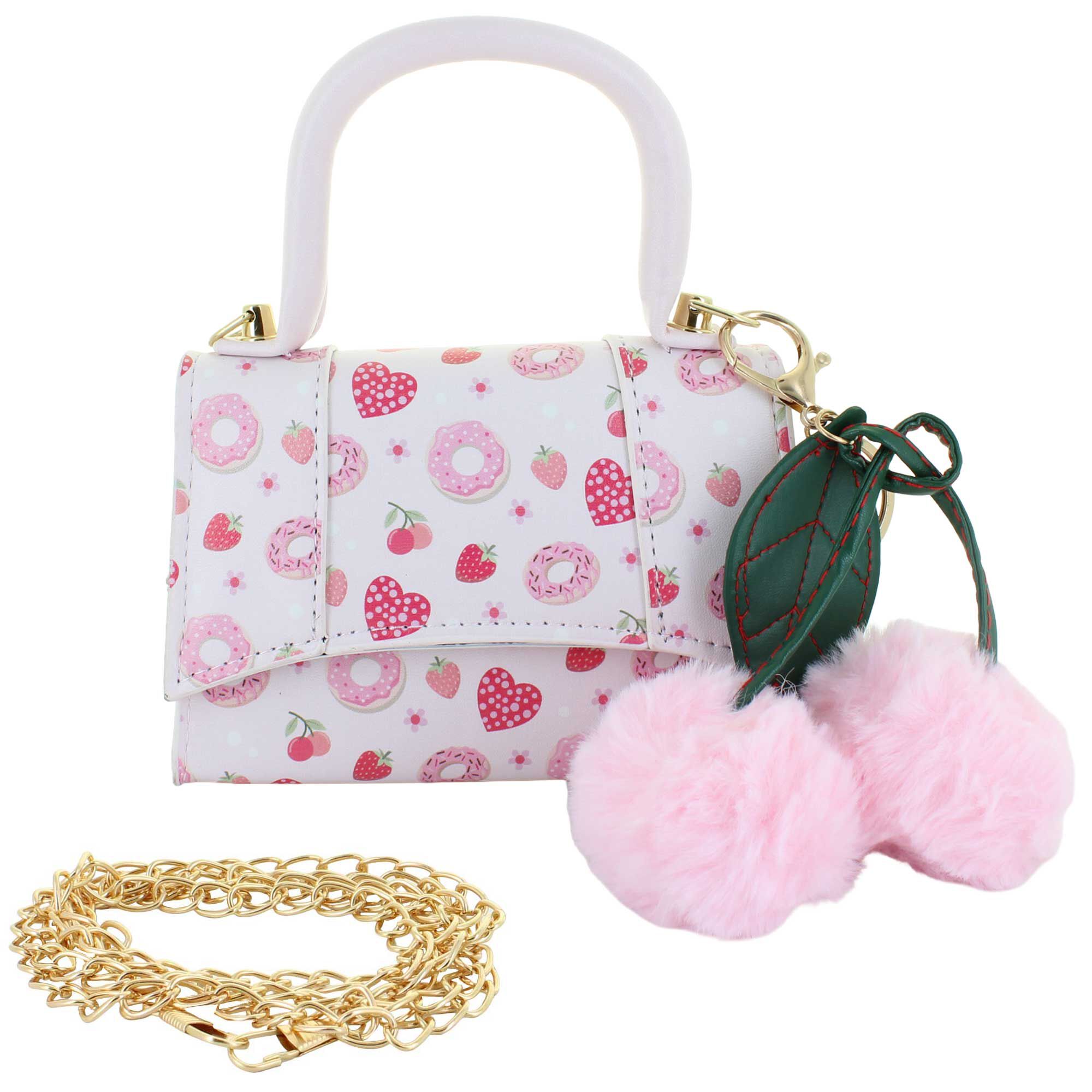 Willow & Ruby Hearts & Cherries Mini Bag With Pom Front View