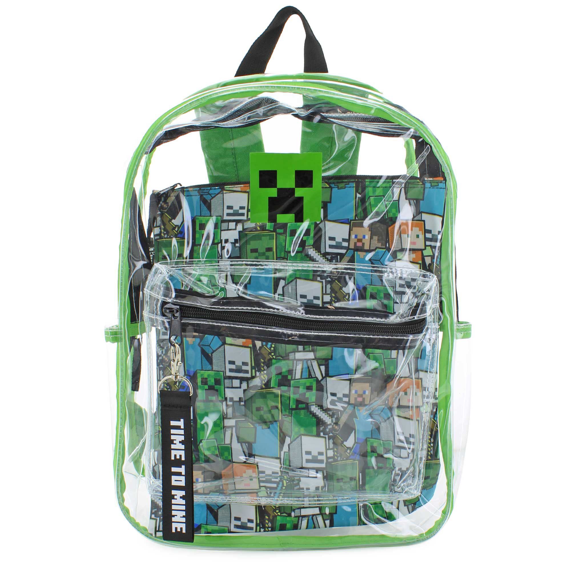 MINECRAFT Clear Backpack With Laptop Case Front View