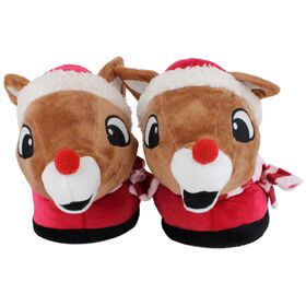  Adult Rudolph The Red-Nosed Reindeer Slippers M/L Front View