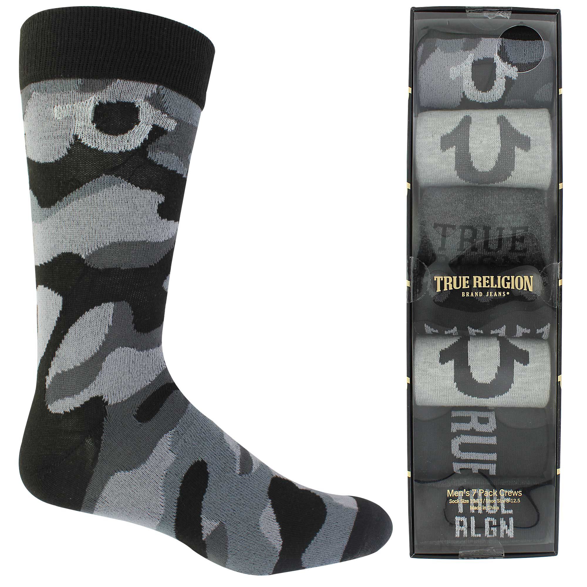 Men's True Religion Crew 7-Pair Pack Side View With Package