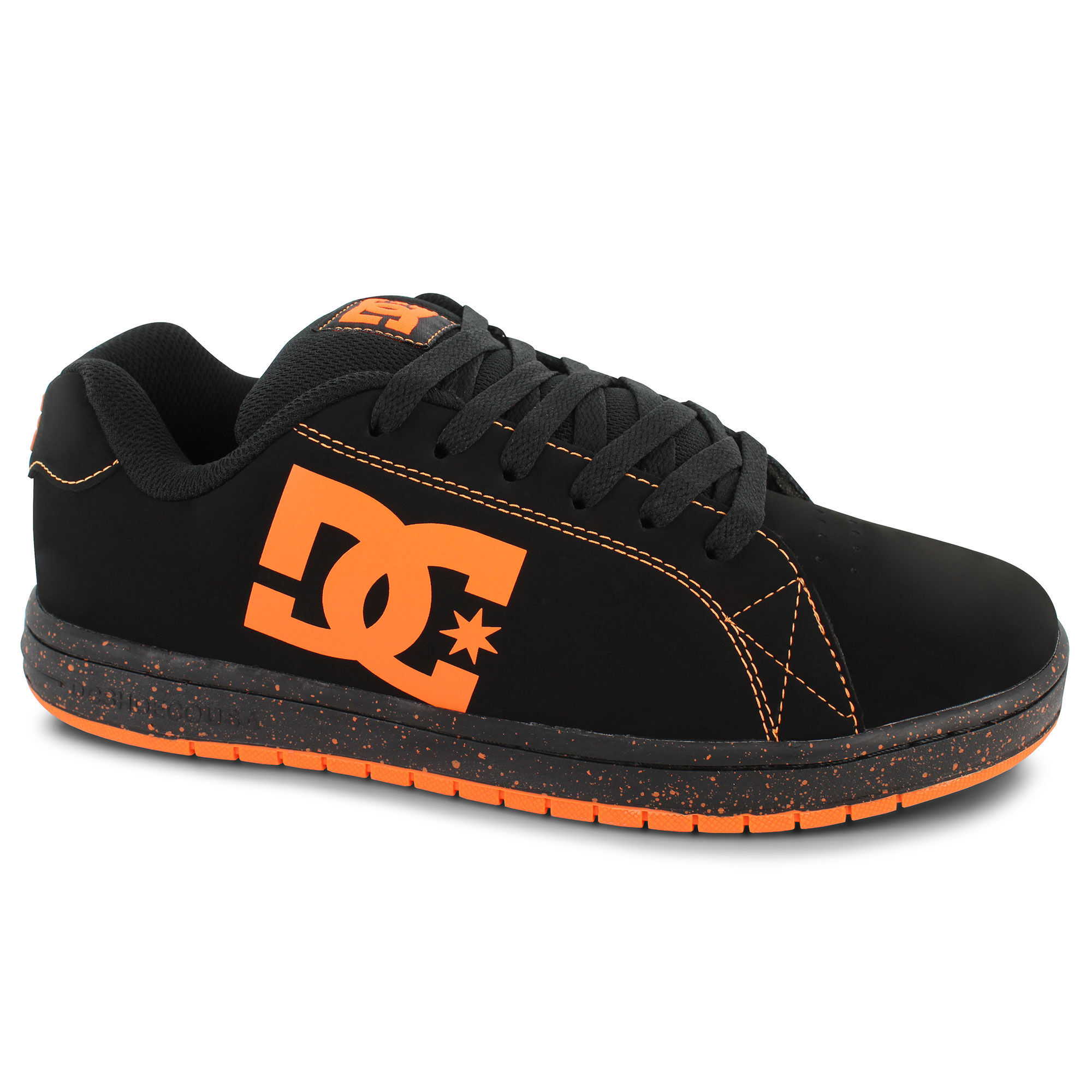 black and orange dc shoes