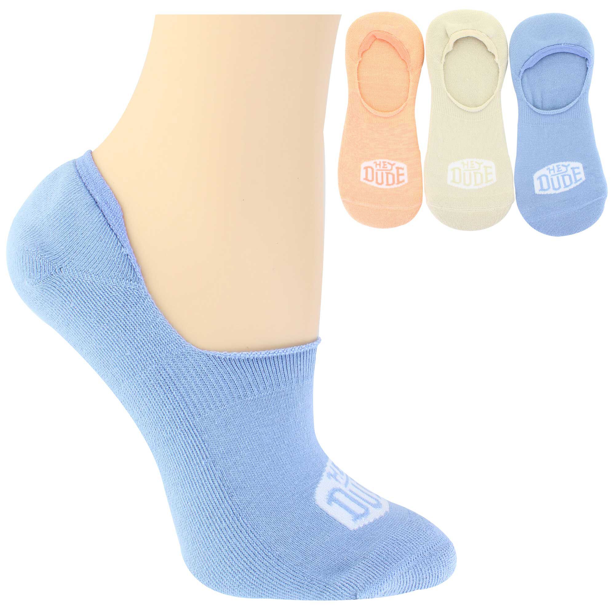 Women's HEYDUDE Solid No-Show 3-Pair Pack Side View With Package