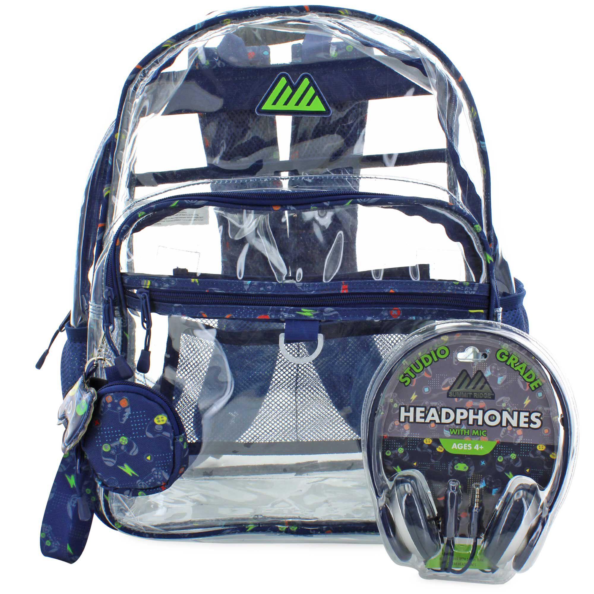 Summit Ridge Gamer Clear Backpack Set Front View