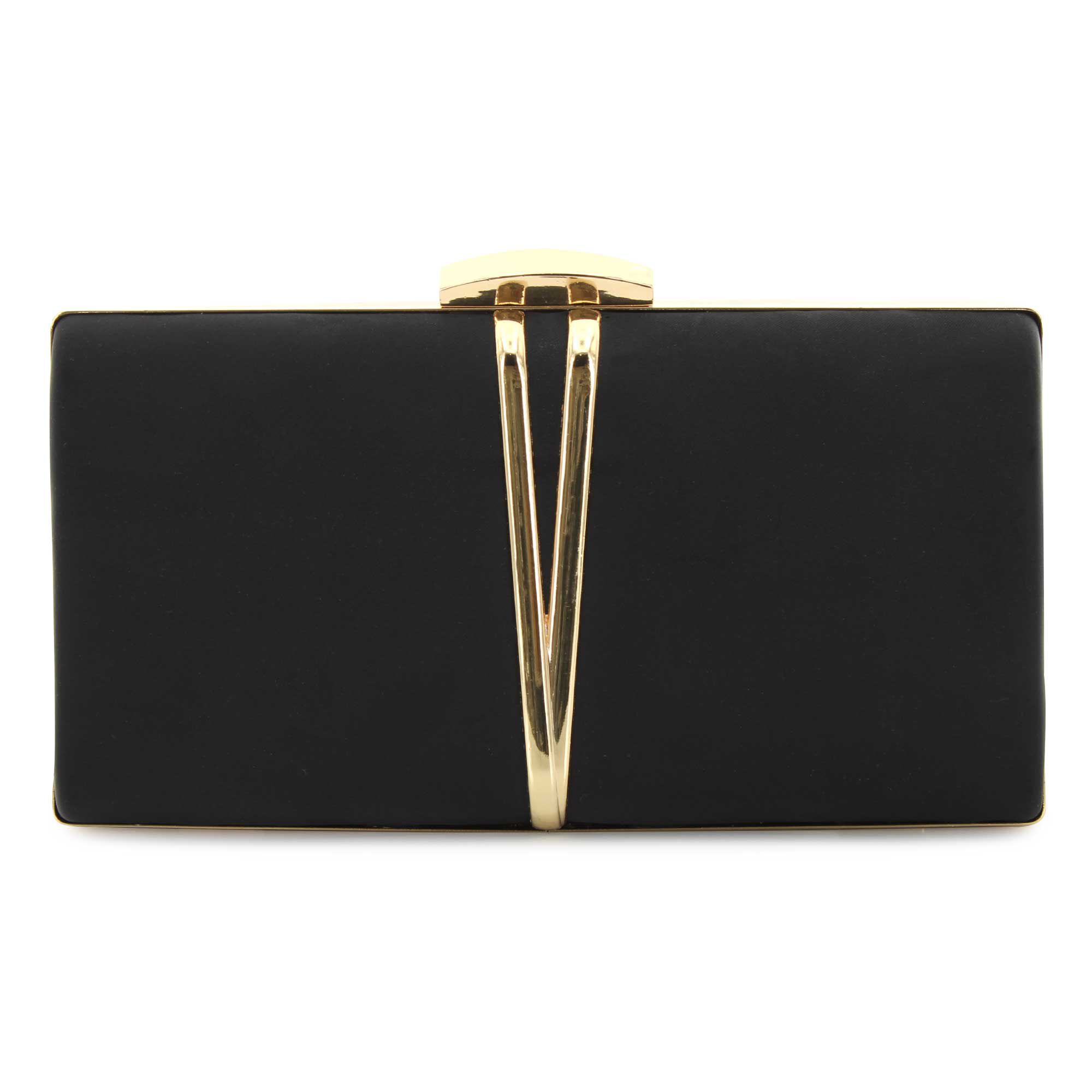Sasha Box Clutch With Gold-Toned Detail Front View