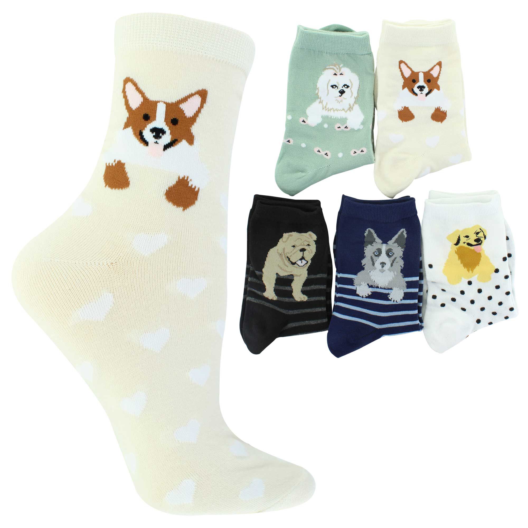 Women's ET TU Dog Short Crews 5-Pair Pack Side View With Package