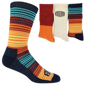 Socks Men's HEYDUDE Multi-Striped Crew 3-Pair Pack Side View With Package