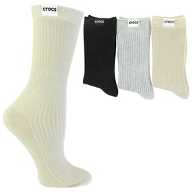  Women's Crocs Solid Ribbed Crew 3-Pair Pack Side View With Package